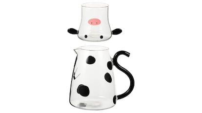 Juego de jarra y vaso con diseño de vaca