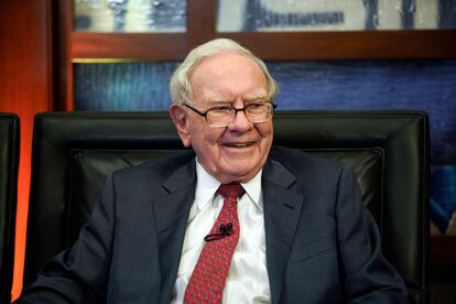 Berkshire Hathaway Chairman and CEO Warren Buffett smiles during an interview in Omaha, Neb., May 7, 2018.