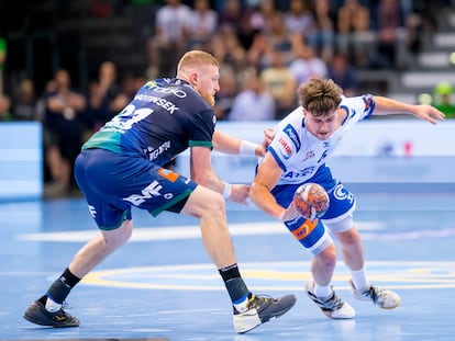 Jan Gurri durante el partido de semifinal de la Liga Europa entre el Granollers y el Göppingen, este sábado.