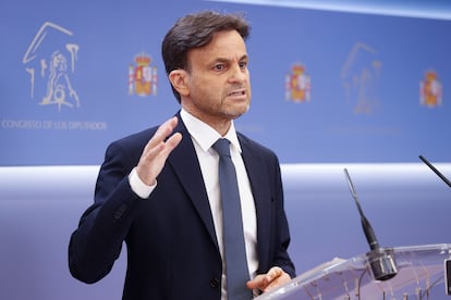 El presidente del grupo confederal Unidas Podemos-En Comú Podem-Galicia en Común, Jaume Asens, este martes en el Congreso de los Diputados.
