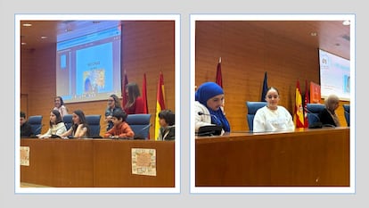 Momentos de las presentaciones de los IES Gerardo Diego de Pozuelo de Alarcón y La Fortuna de Leganés en los encuentros anuales de la red de ‘Historias de Vida’.