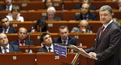 El presidente ucranio, Petro Poroshenko, en Estrasburgo.