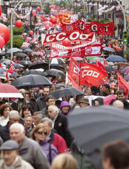 Imagen de la manifestación de Vigo de CC.OO. y UGT