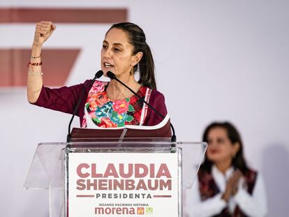 Claudia Sheinbaum durante el inicio de su campaña electoral en el zócalo capitalino. El 1 de marzo de. 2024.