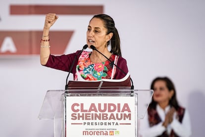 Claudia Sheinbaum durante el inicio de su campaña electoral en el zócalo capitalino. El 1 de marzo de. 2024.