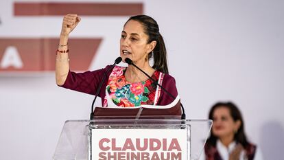 Claudia Sheinbaum durante el inicio de su campaña electoral en el zócalo capitalino. El 1 de marzo de. 2024.