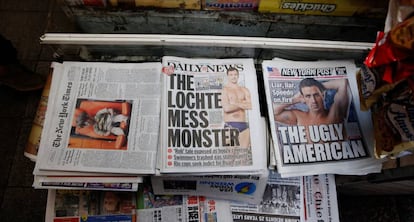 Las portadas de los periódicos estadounidenses con la imagen de Lochte.