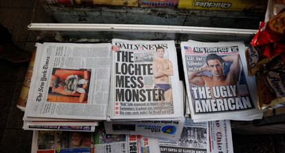 Las portadas de los periódicos estadounidenses con la imagen de Lochte.