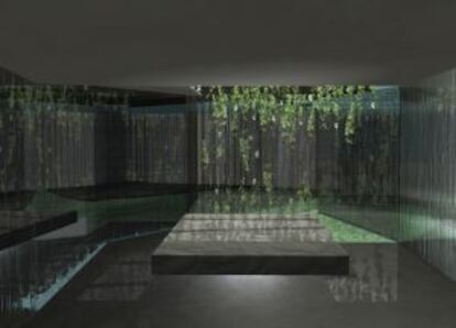 Recreación por ordenador de la habitación con spa del arquitecto Jesús Castillo Oli.