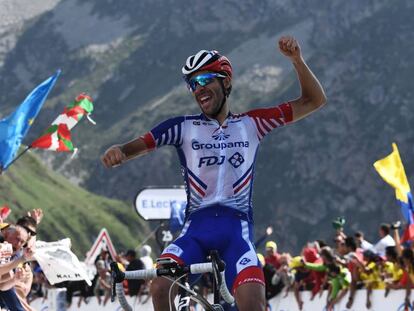 Thibaut Pinot, tras ganar en el Tourmalet.