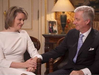 Los reyes de Bélgica, Felipe y Matilde, en la entrevista.