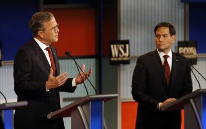 Bush y Rubio en el debate de este martes.