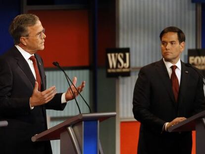 Bush y Rubio en el debate de este martes.