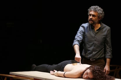Ensayo de la obra 'La respiración', en el teatro de la Abadia de Madrid.