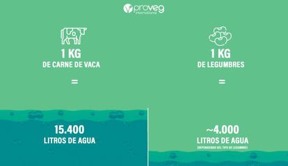 El consumo de carne supone mayor uso de agua que el consumo de vegetales