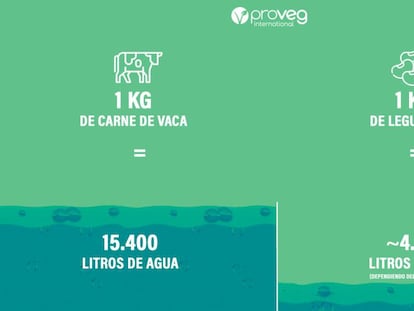 El consumo de carne supone mayor uso de agua que el consumo de vegetales