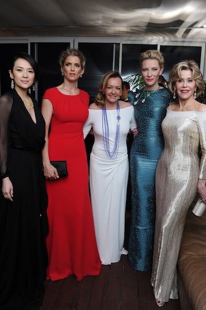 Zhang Ziyi, Alice Taglioni, Caroline Scheufele, Cate Blanchett y Jane Fonda, en la fiesta de Chopard. 