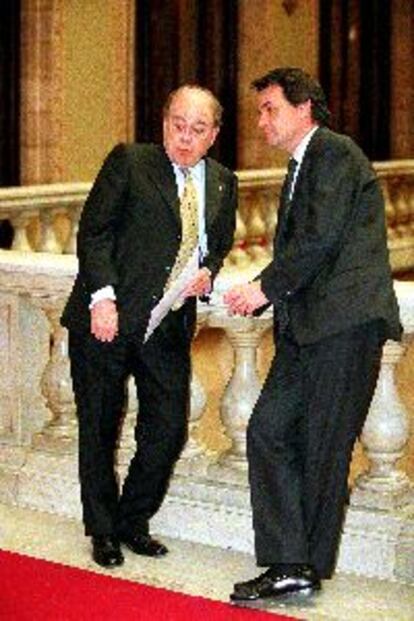 Pujol y Mas ayer en el Parlament.