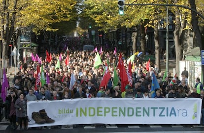 Manifestaci&oacute;n a favor de la independencia en las calles de Bilbao.