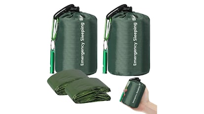 Pack de sacos de dormir vívac con mosquetones y silbatos, ligeros, compactos, impermeables, y con fundas de saco
