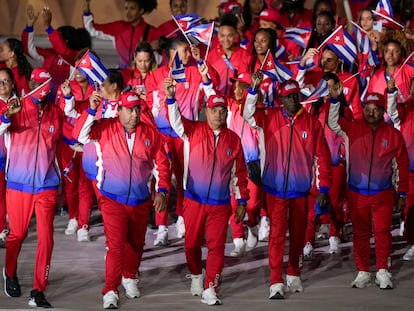 La delegación de atletas cubanos que participó en los Juegos Panamericanos, durante el acto de inauguración, en Santiago (Chile), el 20 de octubre de 2023.