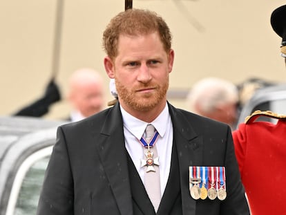 Enrique de Inglaterra en la coronación de su padre, el rey Carlos III, el 6 de mayo de 2023, en Londres.