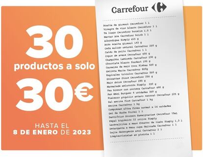 Imagen promocional de la cesta ofertada por Carrefour.