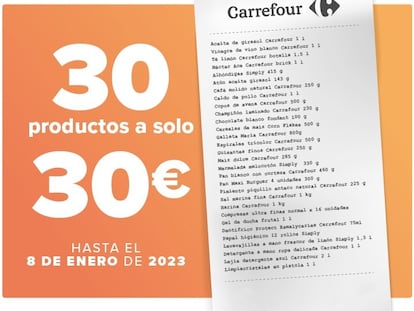Imagen promocional de la cesta ofertada por Carrefour.