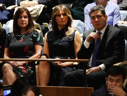 Se ha especulado que la vestimenta ‘total black’ de Melania en la Asamblea General de la ONU fuera en señal de apoyo a las víctimas de abuso sexual.