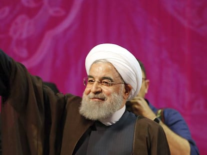 Hassan Rohani, em um ato de sua campanha em 9 de maio.