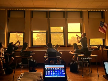 Students in a 10th grade English class at Pelham Memorial High School, June 7, 2023, in Pelham, NY.
