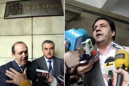 A la izquierda, Antonio Enrique Fraile, tras oír la cinta en el juzgado. A la derecha, el alcalde de Camas, Agustín Pavón.