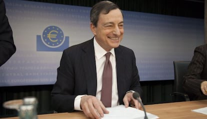 Mario Draghi en la rueda de prensa del pasado 9 de enero en Fr&aacute;ncfort. 