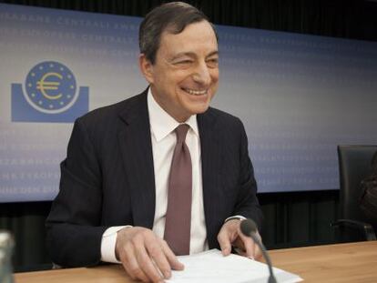 Mario Draghi en la rueda de prensa del pasado 9 de enero en Fráncfort.