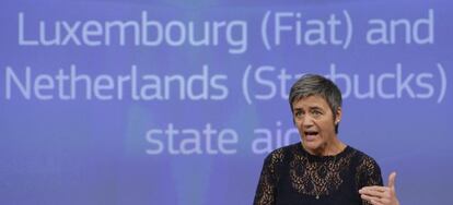 La comisaria europea de Competencia, Margrethe Vestager, comparece en rueda de prensa en la sede de la Comisi&oacute;n Europea en Bruselas, B&eacute;lgica.