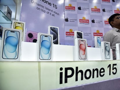 Teléfonos iPhone a la venta en Chennai (India).