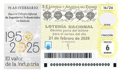 Décimo de Lotería Nacional del sorteo del sábado 21 de febrero de 2026.
