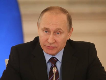 El presidente ruso, Vlad&iacute;mir Putin, este jueves en el Kremlin.