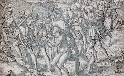 Indígenas Grabado de Theodor de Bry de 1590