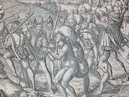 Indígenas Grabado de Theodor de Bry de 1590