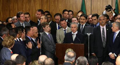 O presidente Michel Temer e ministros na quinta.