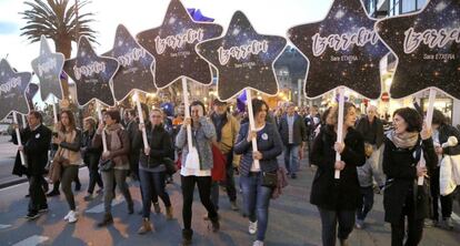Manifestación la semana pasada en San Sebastián en apoyo a la reclusa de ETA Sara Majarenas.
