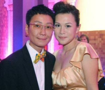 Gigi Chao, con su pareja Sean Eav.