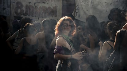 Participantes en la manifestación del 8M en Buenos Aires.