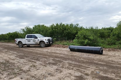 Partes del cohete que cayeron en Tamaulipas.