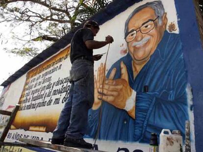 Un mural de García Márquez en Aracataca.