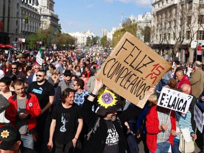 Manifestação do 15-M em Madri.