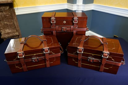 The mahogany boxes that will hold the electoral votes, displayed last month at the Capitol.