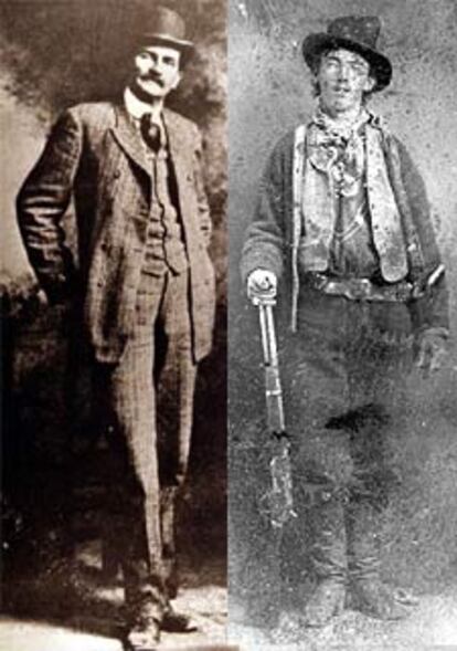 Pat Garrett (izquierda) y Billy el Niño, en fotografías de museos estadounidenses.