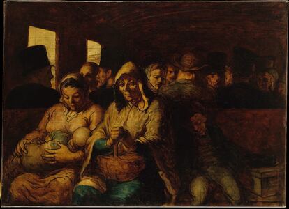 El color gamuza se utilizó para retratar a la clase obrera en 'El vagón de tercera clase', cuadro de Honoré Daumier (c. 1862).